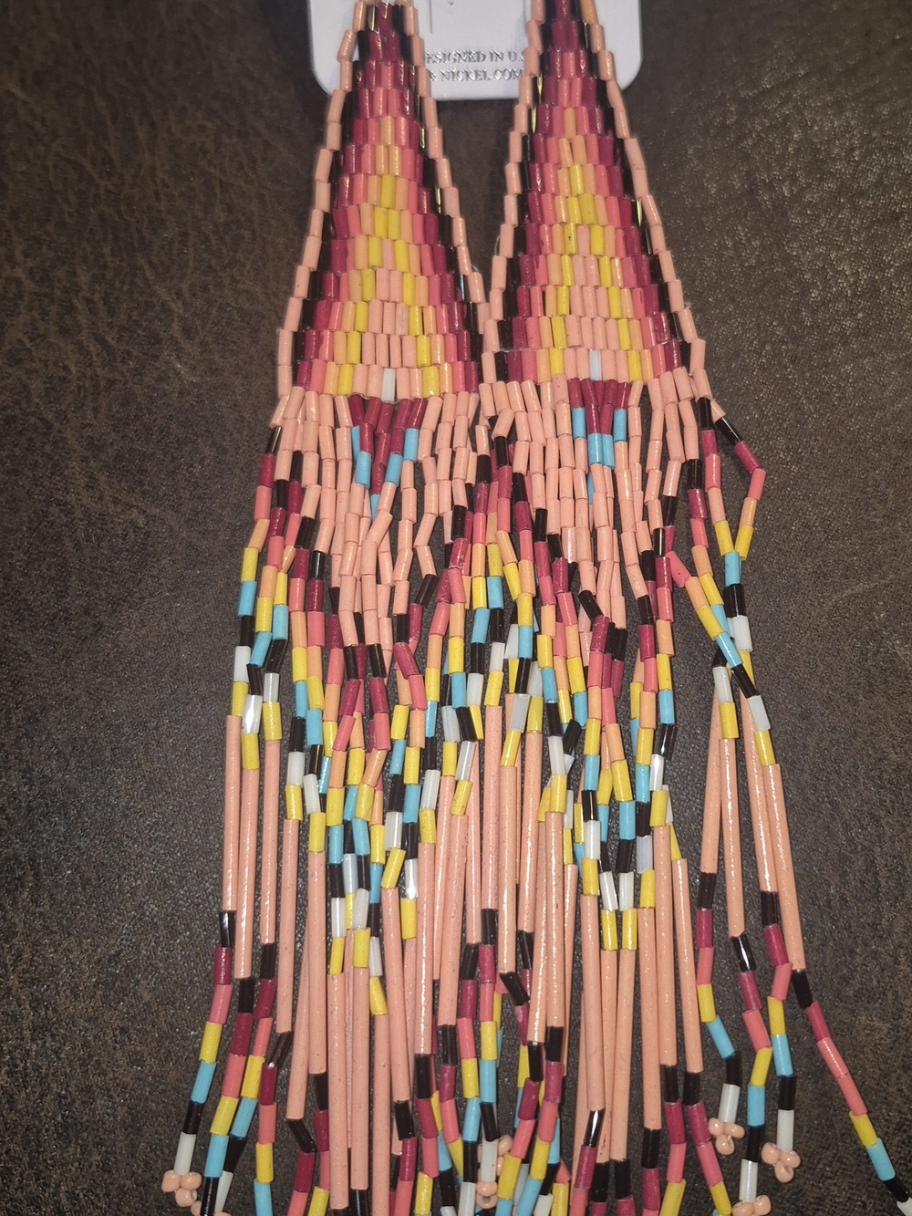 ICON Pink Multicolor Beaded Fringe Earrings